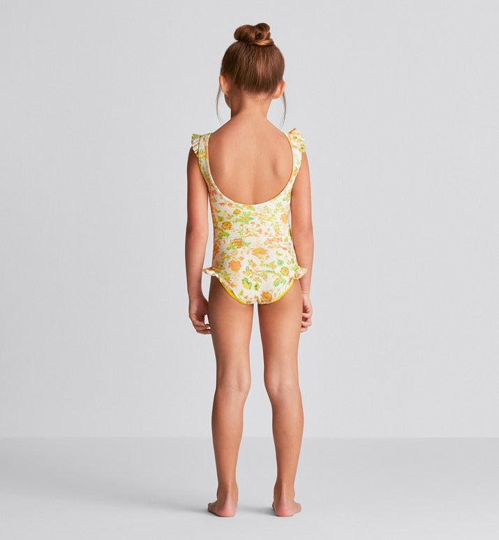Kid's One-Piece Swimsuit • Technical Fabric with Floral Print
