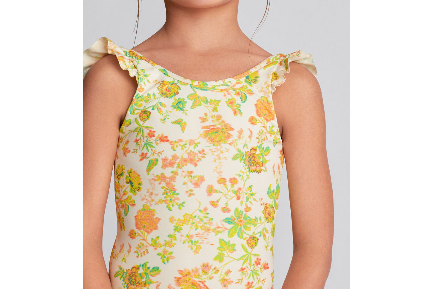 Kid's One-Piece Swimsuit • Technical Fabric with Floral Print