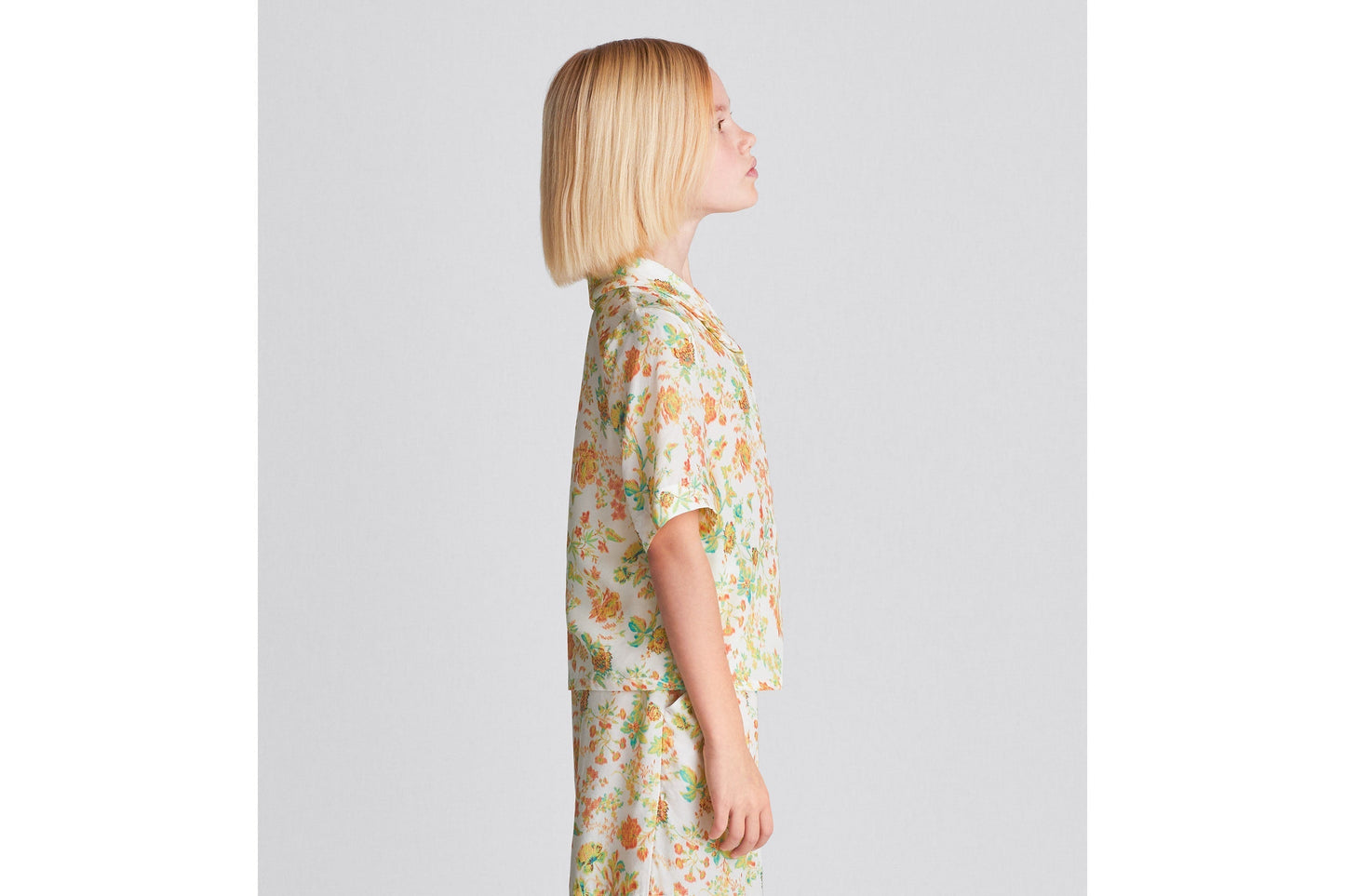 Kid's Short-Sleeved Shirt • Multicolor Voile with Floral Print