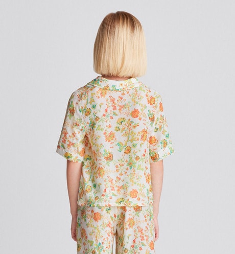 Kid's Short-Sleeved Shirt • Multicolor Voile with Floral Print