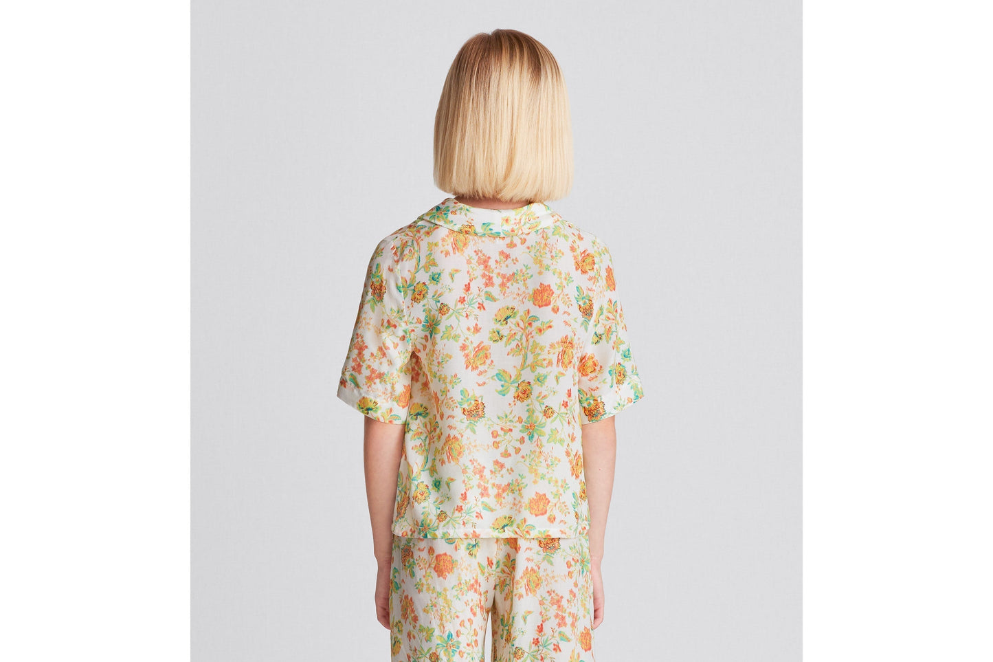 Kid's Short-Sleeved Shirt • Multicolor Voile with Floral Print