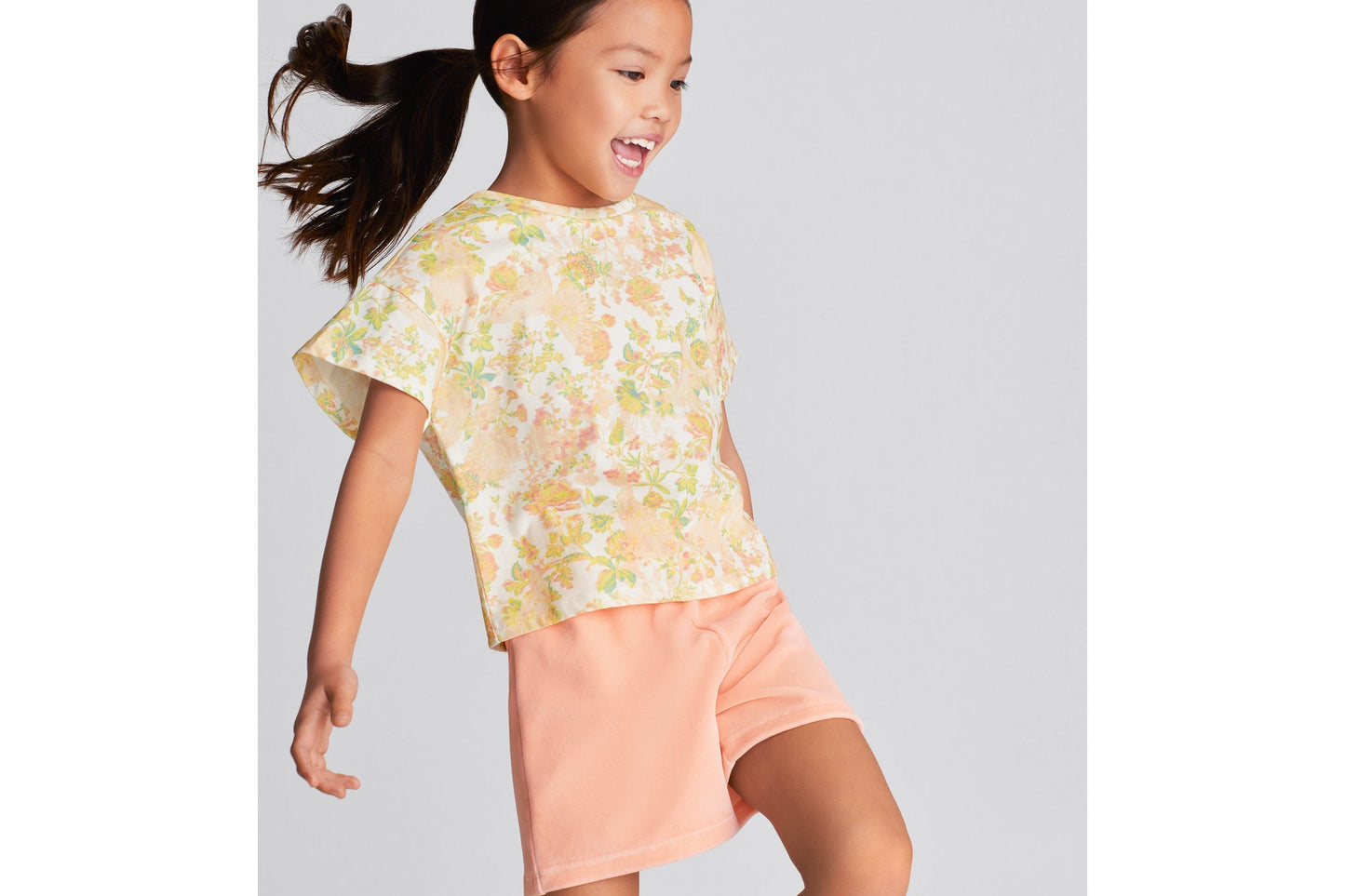 Kid's T-Shirt • Multicolor Cotton Jersey with Floral Print