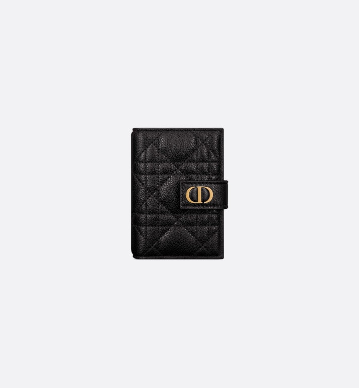 Dior Caro Vertical Card Holder • Black Supple Cannage Calfskin