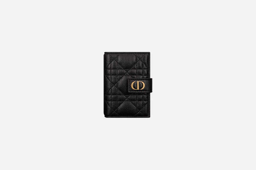 Dior Caro Vertical Card Holder • Black Supple Cannage Calfskin