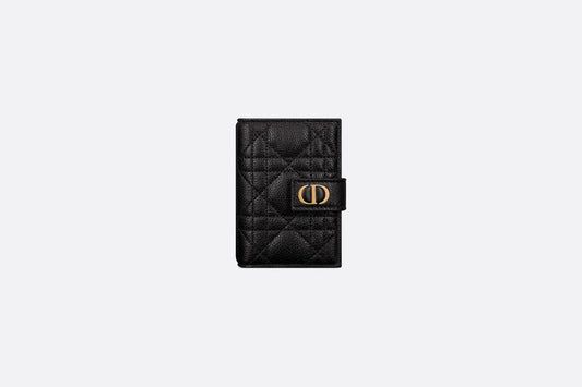 Dior Caro Vertical Card Holder • Black Supple Cannage Calfskin