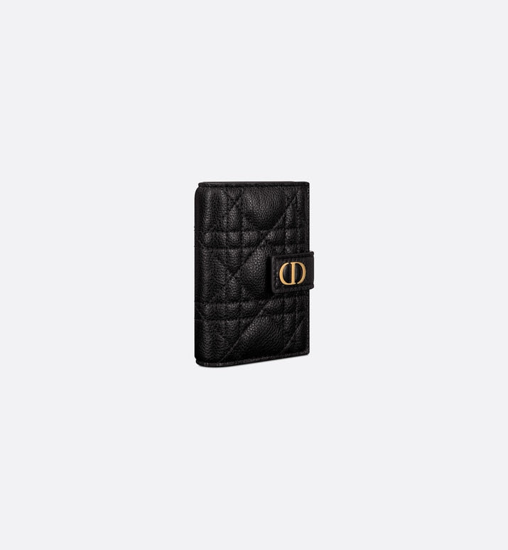 Dior Caro Vertical Card Holder • Black Supple Cannage Calfskin