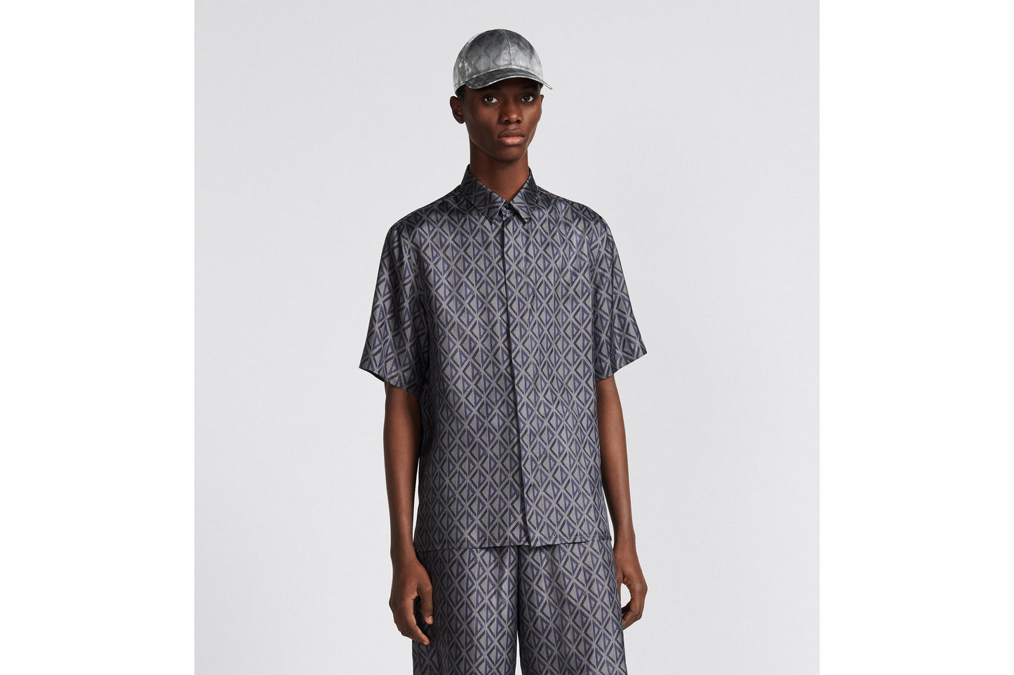 CD Diamond Short-Sleeved Shirt • Deep Gray Silk Twill