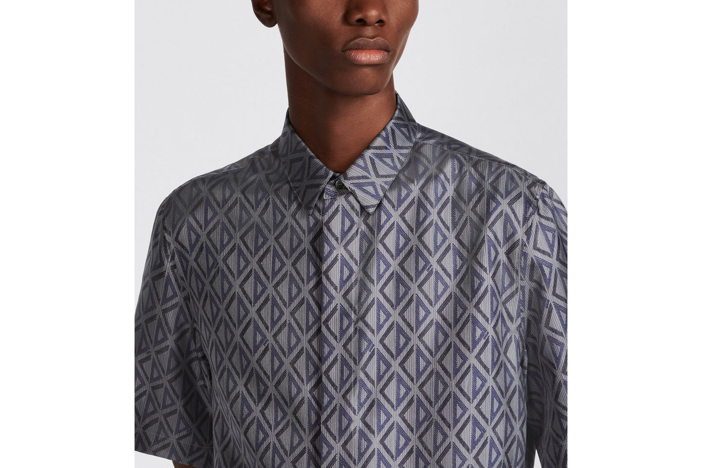 CD Diamond Short-Sleeved Shirt • Deep Gray Silk Twill