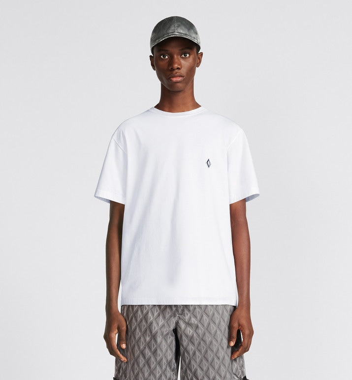 CD Diamond Relaxed-Fit T-Shirt • White Cotton Jersey