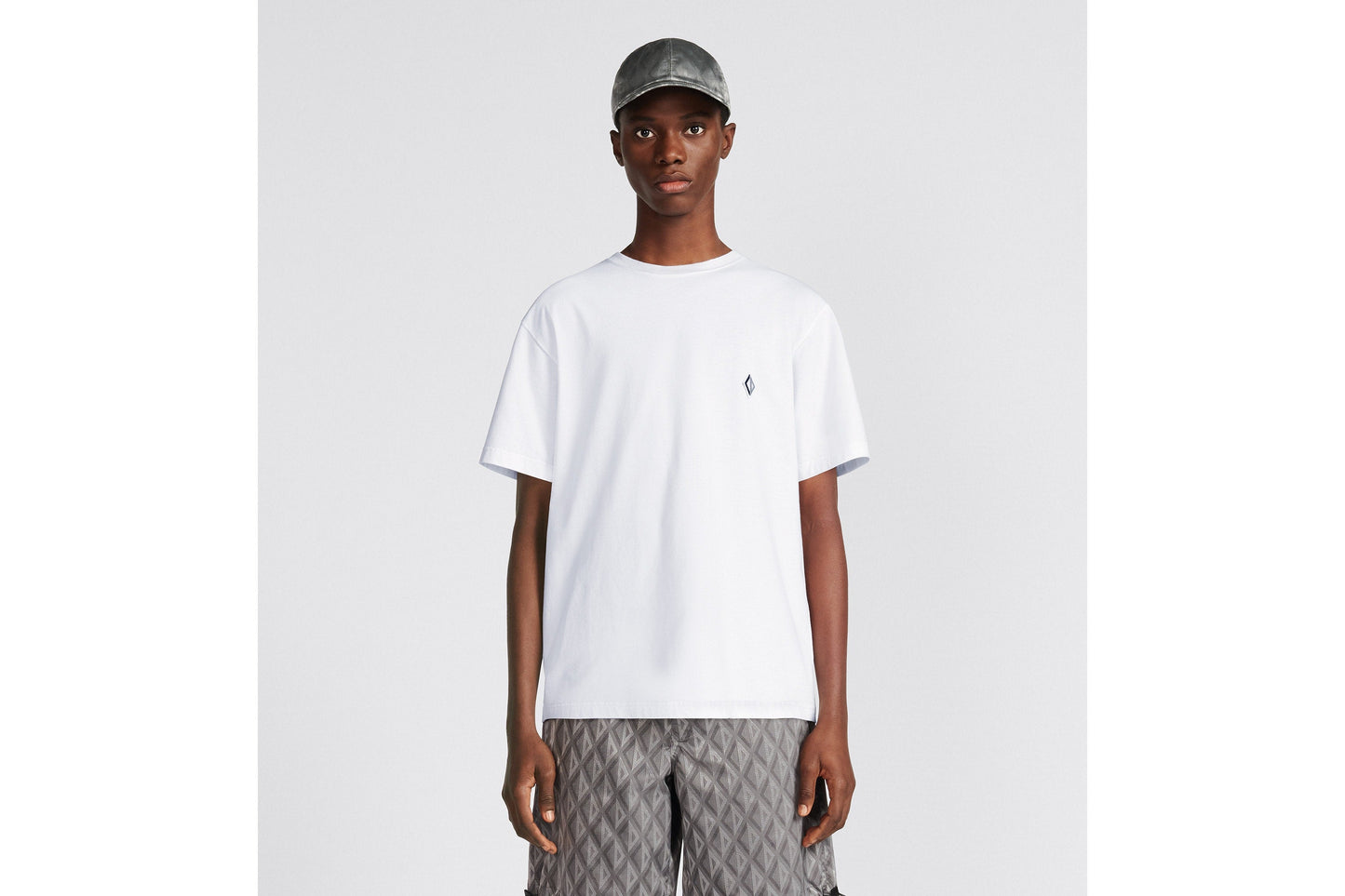 CD Diamond Relaxed-Fit T-Shirt • White Cotton Jersey