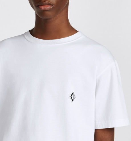 CD Diamond Relaxed-Fit T-Shirt • White Cotton Jersey