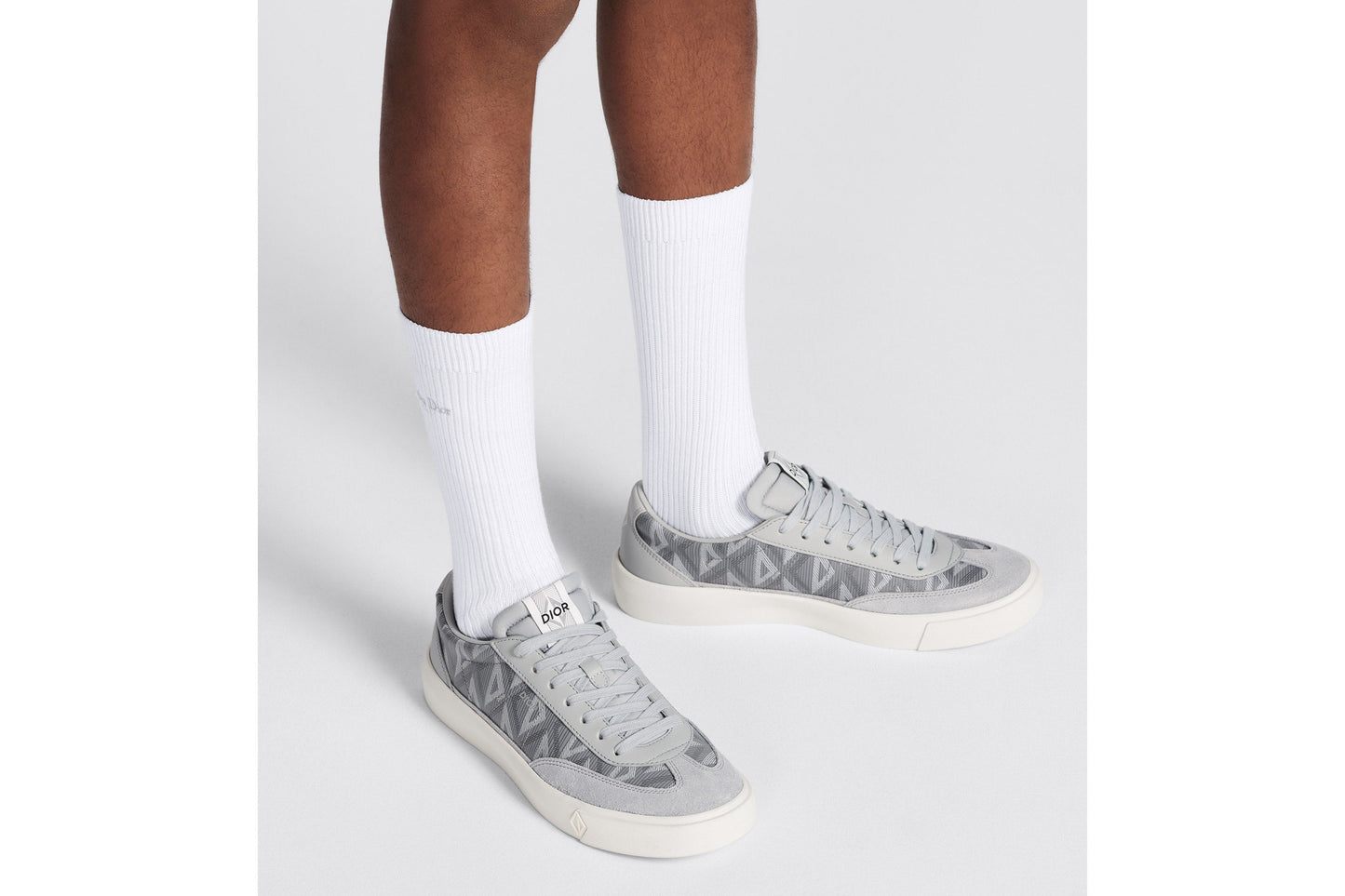 B101 Sneaker • Dior Gray CD Diamond Canvas, Smooth Calfskin and Nubuck