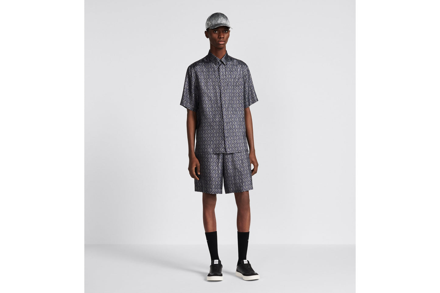 CD Diamond Bermuda Shorts • Deep Gray Silk Twill