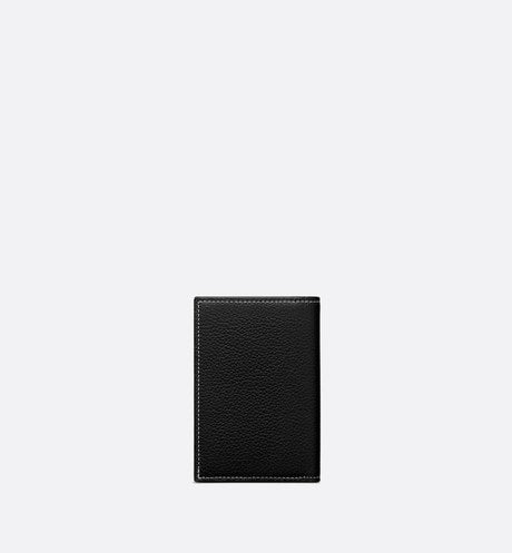 Saddle Bi-Fold Card Holder • Black Grained Calfskin Leather Marquetry