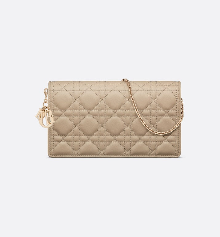 Lady Dior Pouch • Sand-Colored Cannage Lambskin