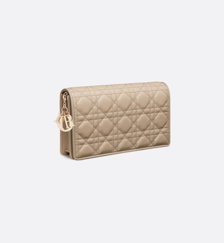 Lady Dior Pouch • Sand-Colored Cannage Lambskin