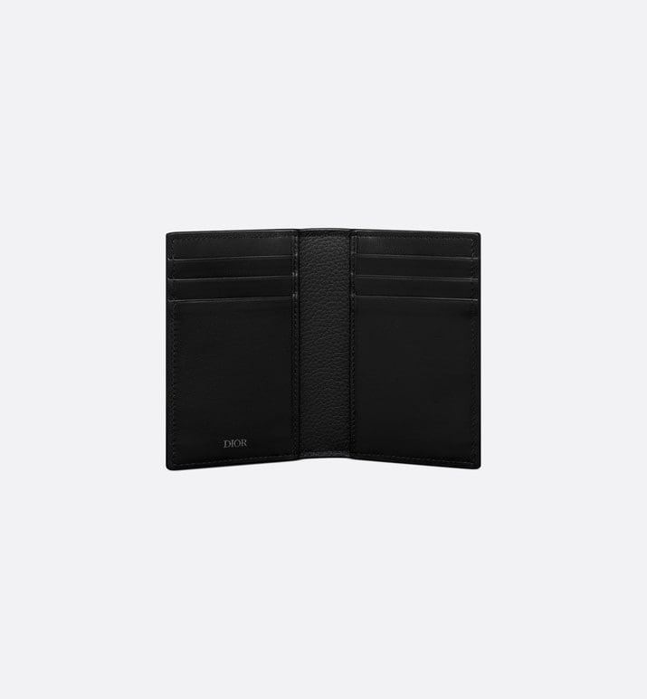 Saddle Bi-Fold Card Holder • Black Grained Calfskin Leather Marquetry