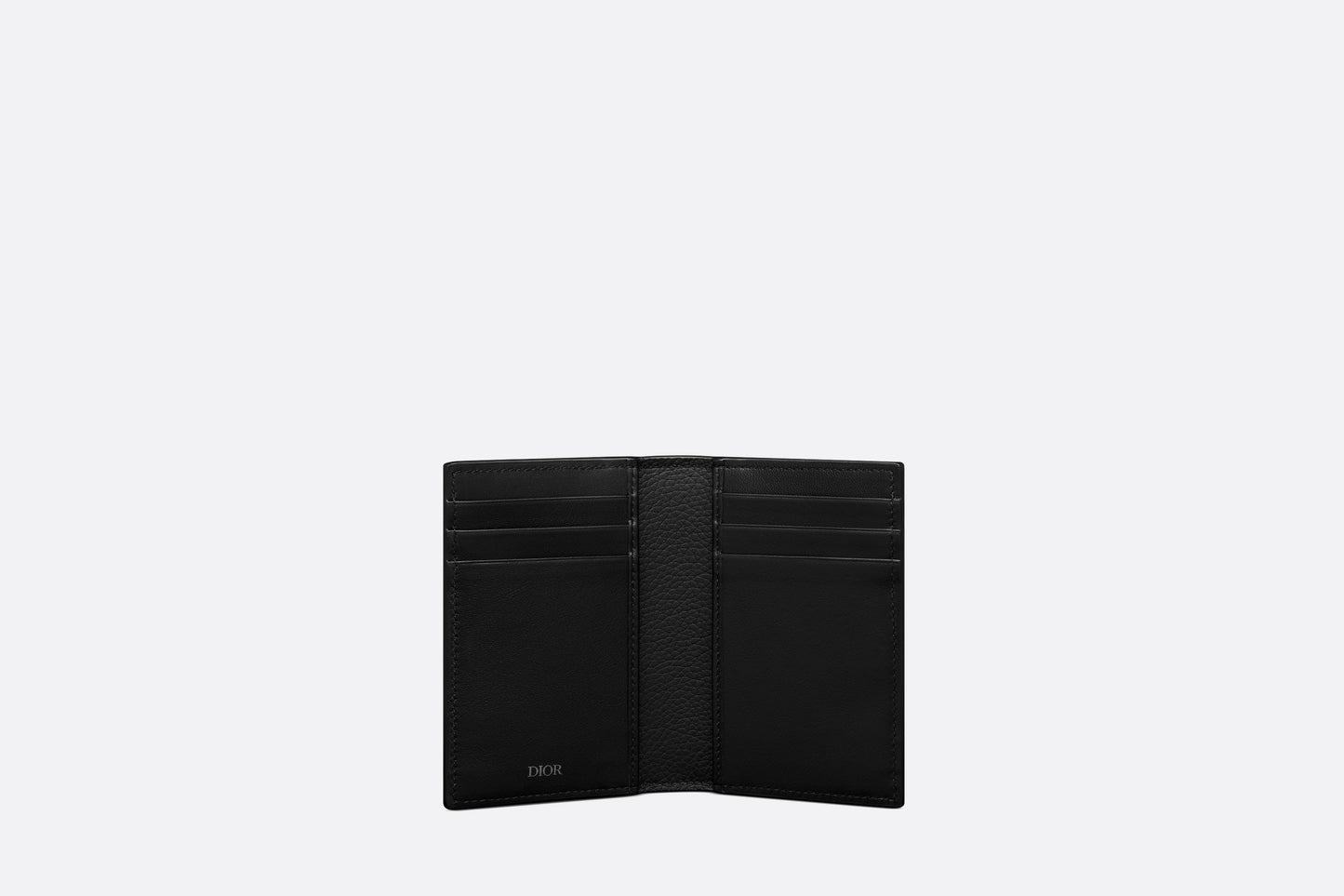 Saddle Bi-Fold Card Holder • Black Grained Calfskin Leather Marquetry