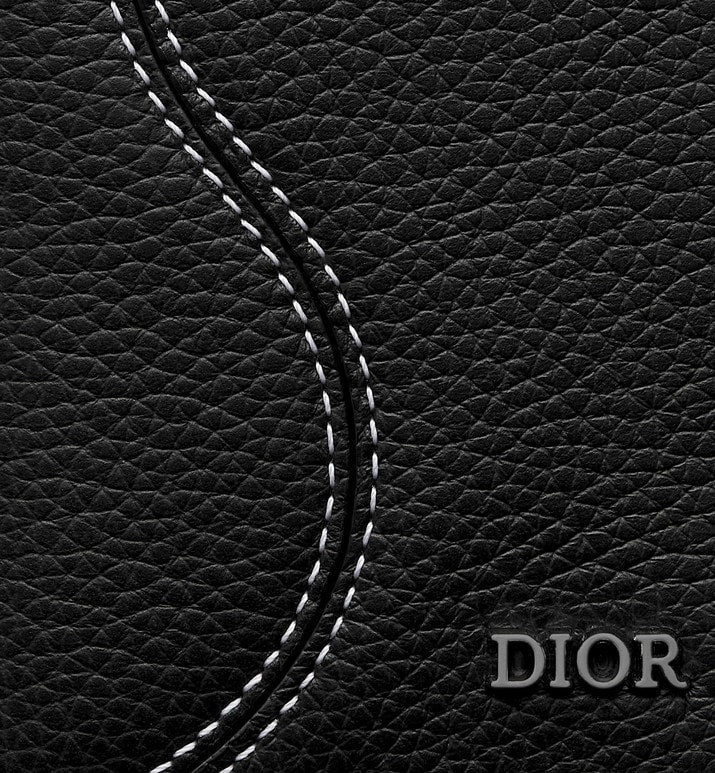 Saddle Bi-Fold Card Holder • Black Grained Calfskin Leather Marquetry