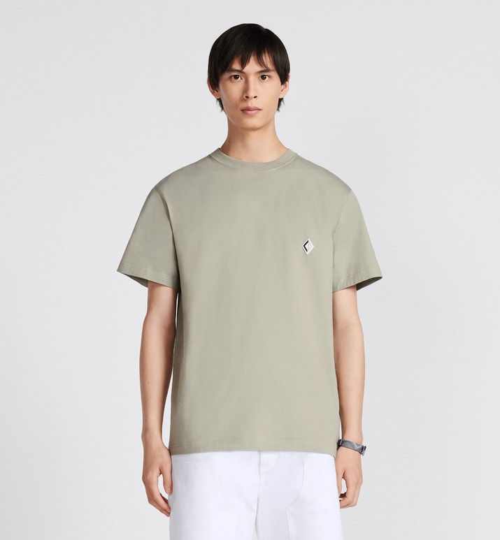 CD Diamond Relaxed-Fit T-Shirt • Beige Cotton Jersey