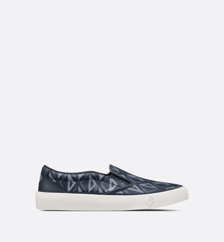 B101 Slip-On Sneaker • Navy Blue CD Diamond Canvas and Smooth Calfskin