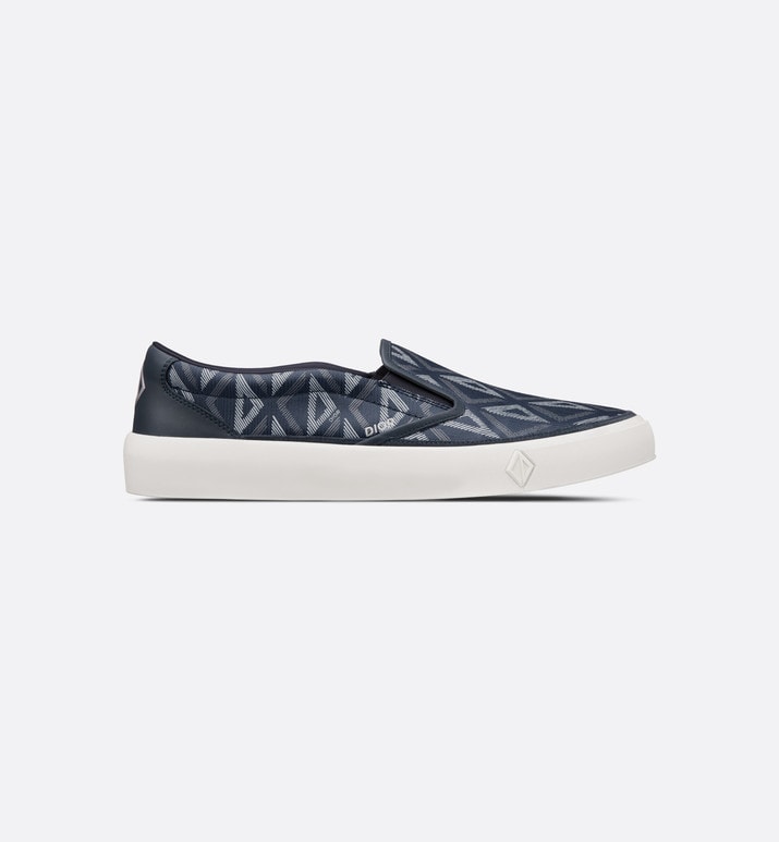 B101 Slip-On Sneaker • Navy Blue CD Diamond Canvas and Smooth Calfskin