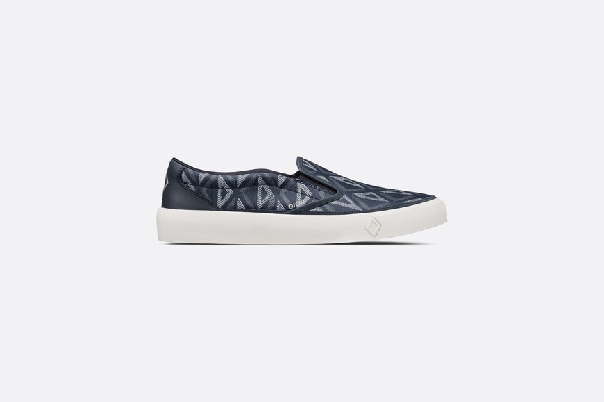 B101 Slip-On Sneaker • Navy Blue CD Diamond Canvas and Smooth Calfskin