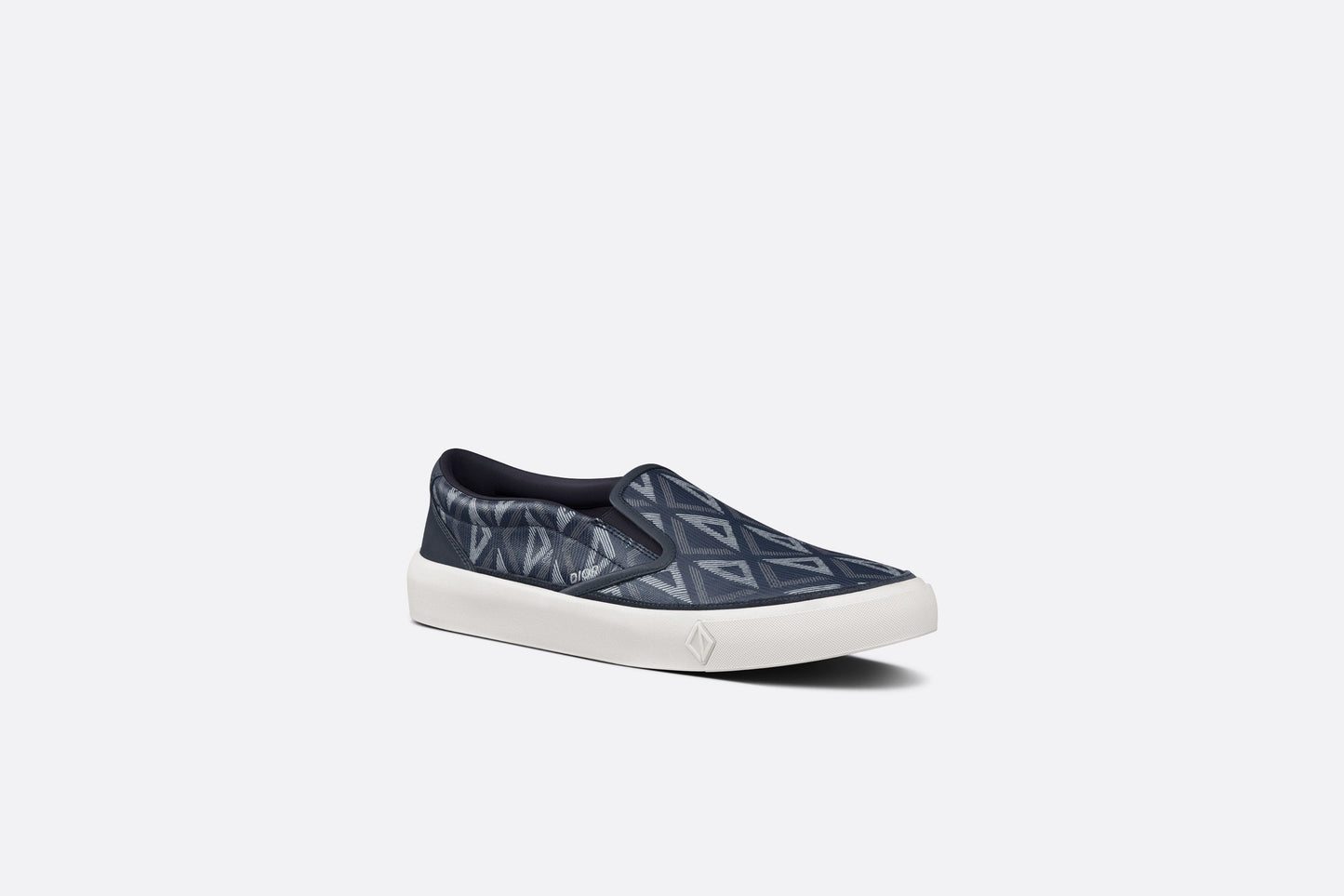 B101 Slip-On Sneaker • Navy Blue CD Diamond Canvas and Smooth Calfskin