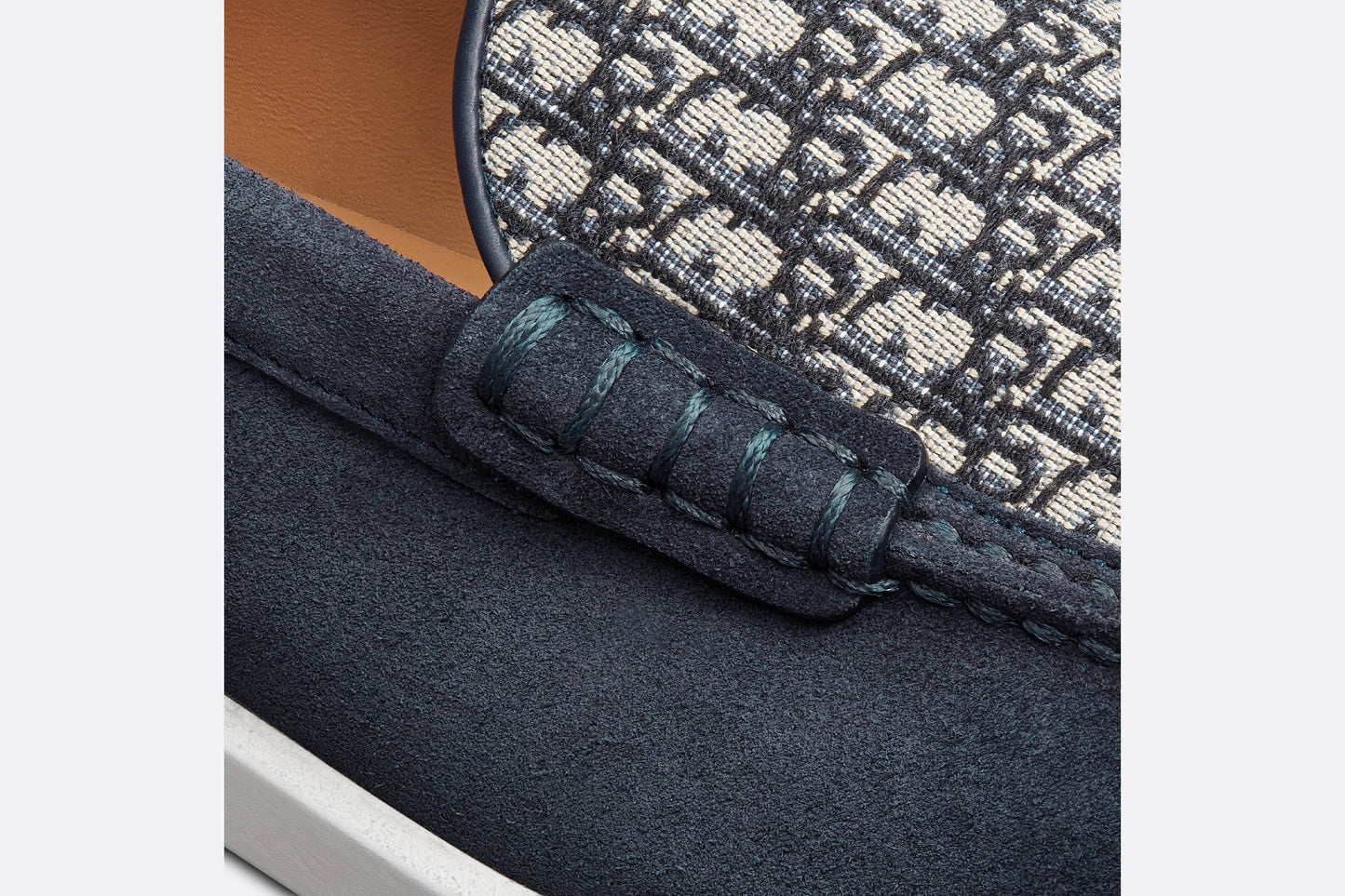 Dior Granville Loafer • Navy Blue Suede with Beige and Black Dior Oblique Jacquard