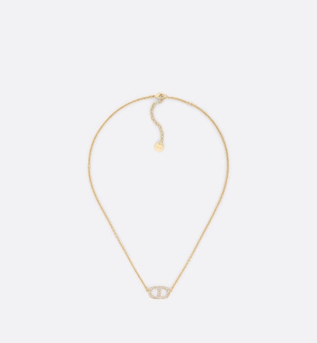 Petit CD Necklace • Gold-Finish Metal and Silver-Tone Crystals