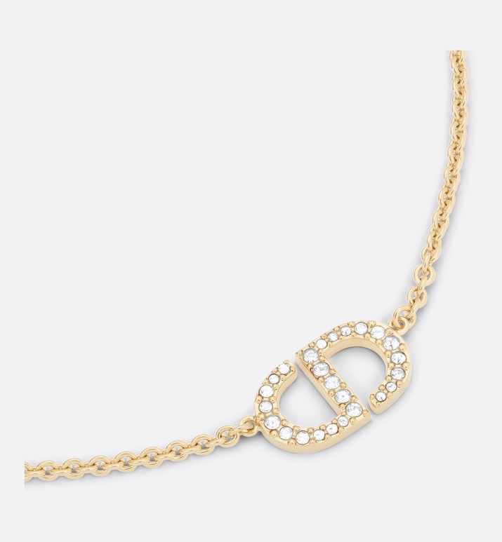 Petit CD Necklace • Gold-Finish Metal and Silver-Tone Crystals