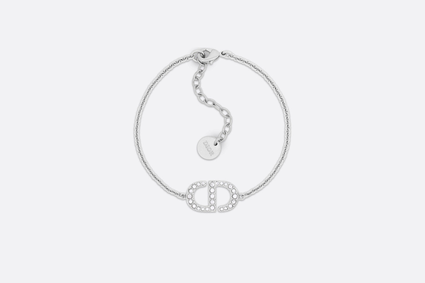 Petit CD Bracelet • Silver-Finish Metal with White Crystals
