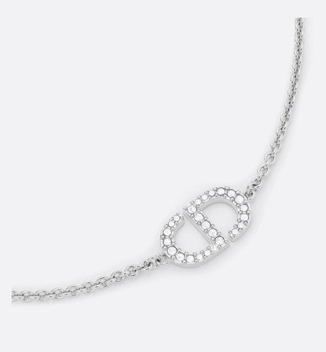 Petit CD Bracelet • Silver-Finish Metal with White Crystals