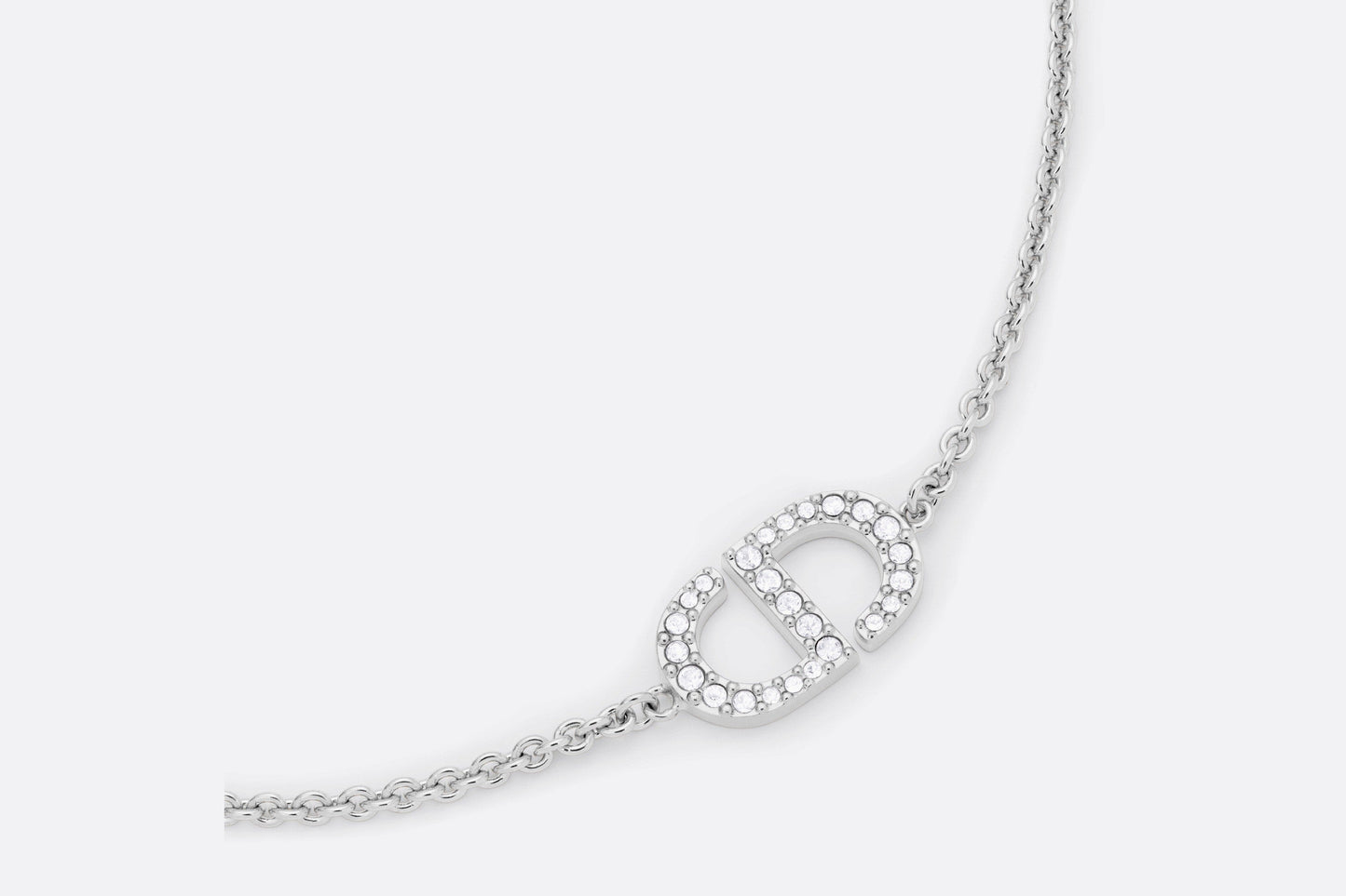 Petit CD Bracelet • Silver-Finish Metal with White Crystals