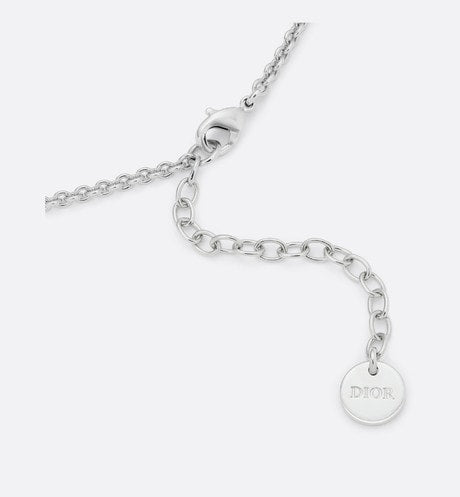 Petit CD Necklace • Silver-Finish Metal with White Crystals