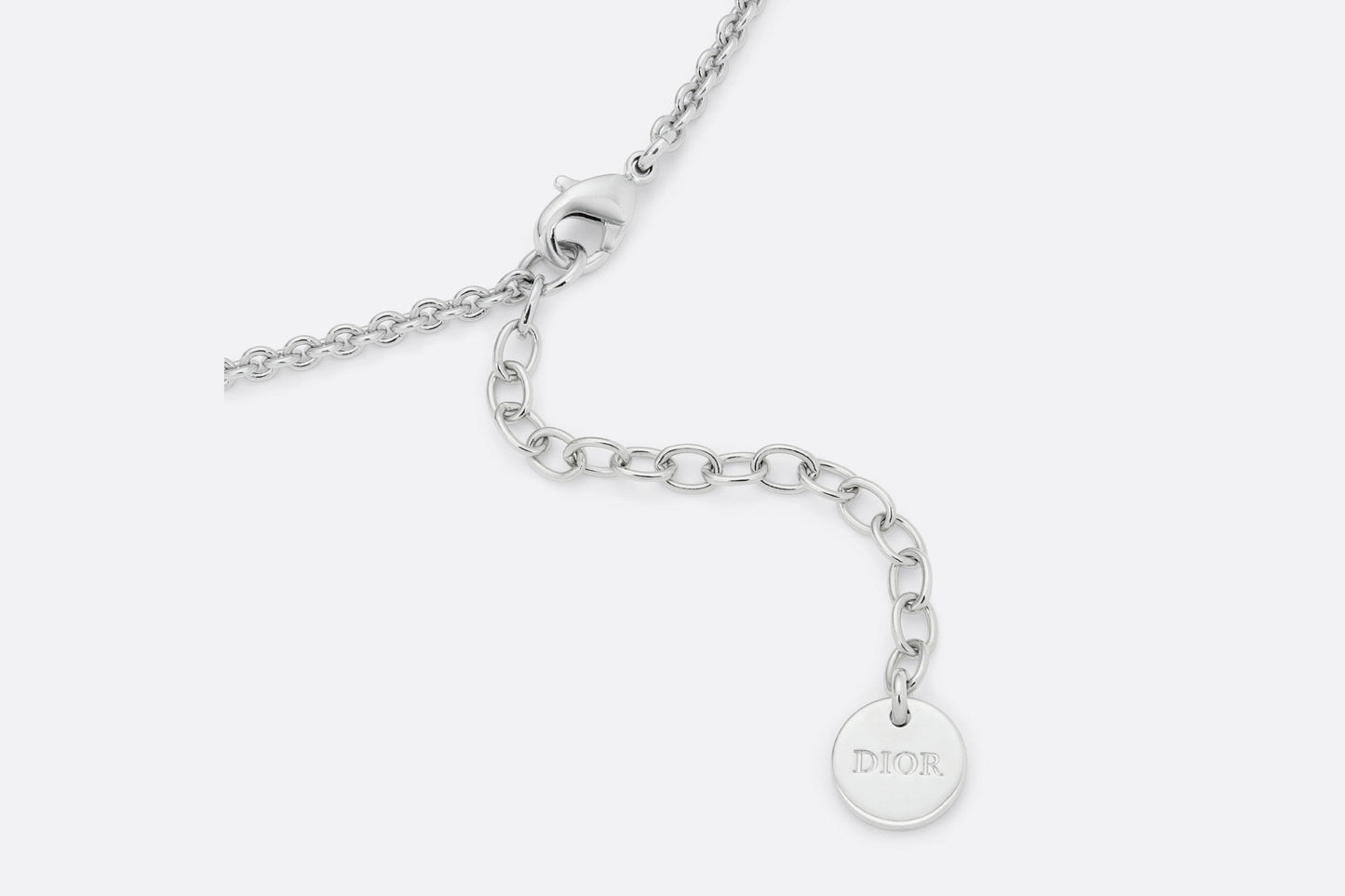 Petit CD Necklace • Silver-Finish Metal with White Crystals
