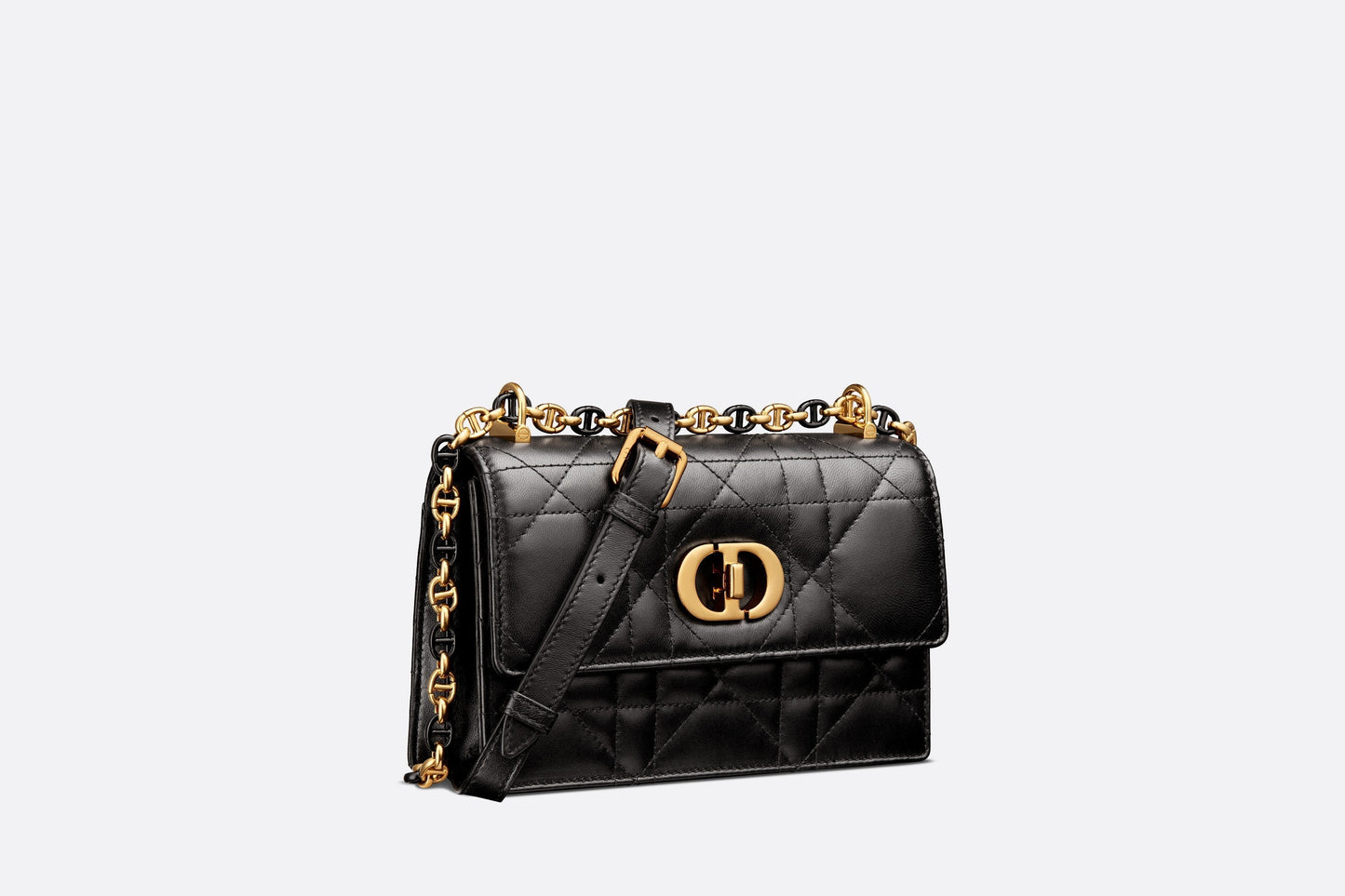 Mini Miss Caro Bag • Black Macrocannage Lambskin