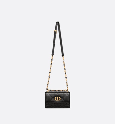 Mini Miss Caro Bag • Black Macrocannage Lambskin