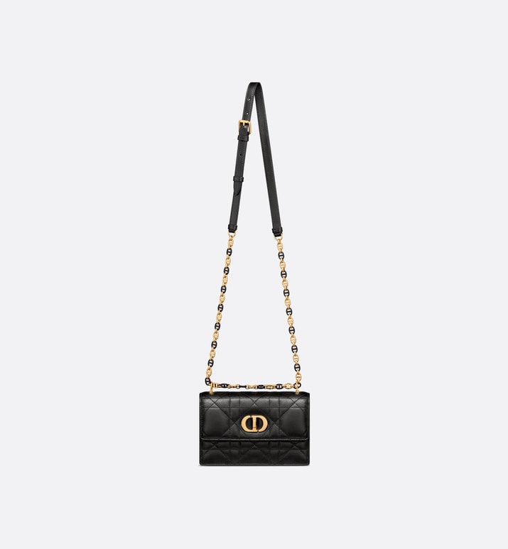 Mini Miss Caro Bag • Black Macrocannage Lambskin