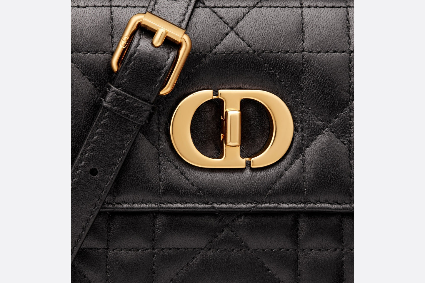 Mini Miss Caro Bag • Black Macrocannage Lambskin