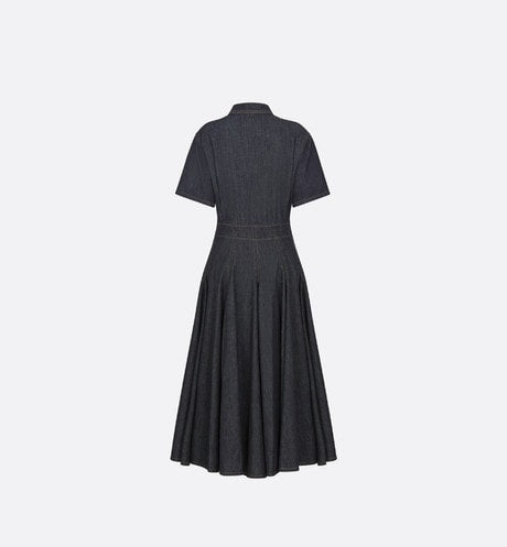 Pleated Shirt Dress • Blue Lightweight Raw Cotton Denim