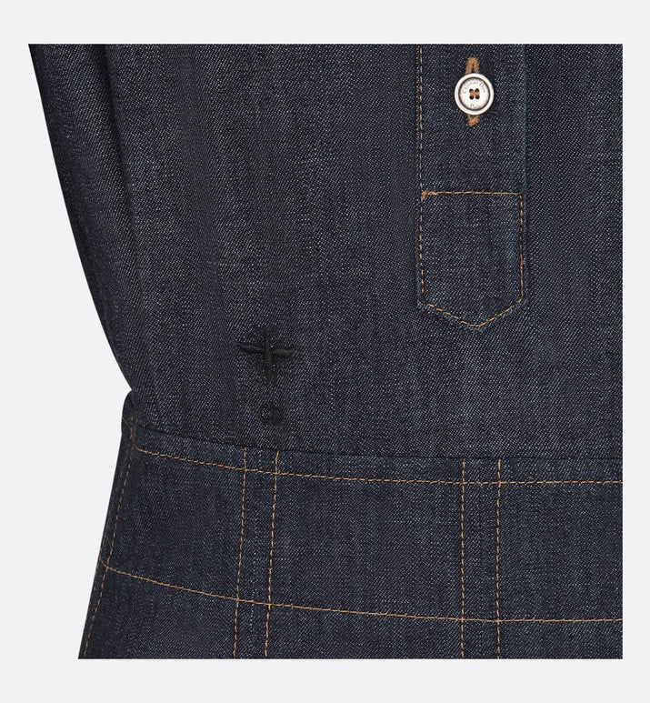 Pleated Shirt Dress • Blue Lightweight Raw Cotton Denim