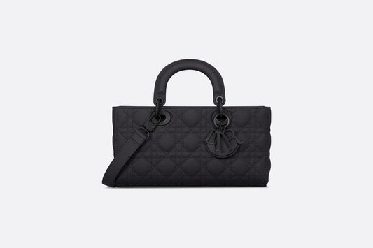 Medium Lady D-Joy Bag • Ultramatte Black Cannage Calfskin