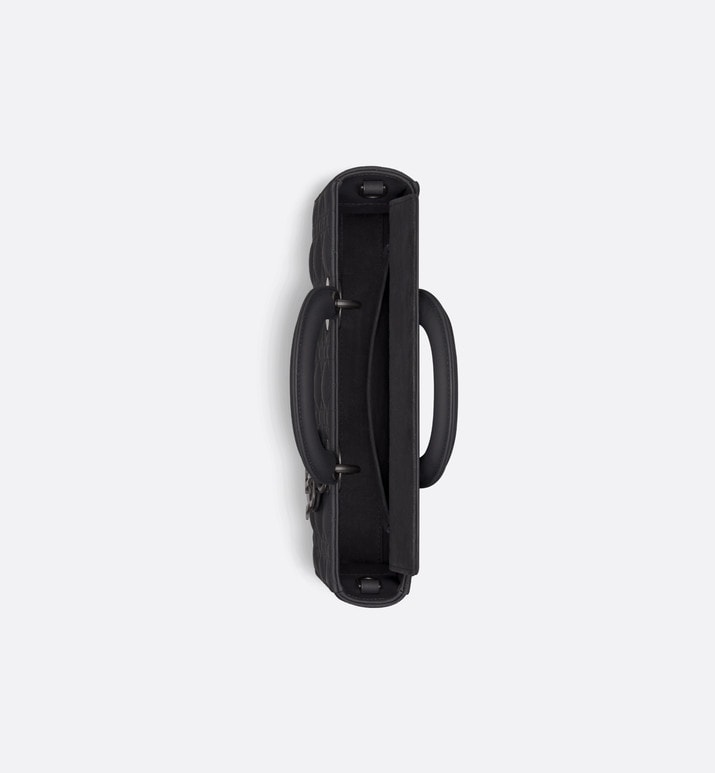 Medium Lady D-Joy Bag • Ultramatte Black Cannage Calfskin