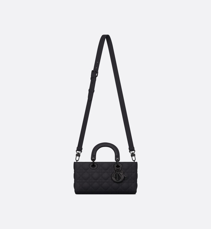 Medium Lady D-Joy Bag • Ultramatte Black Cannage Calfskin