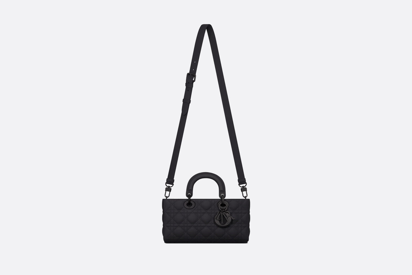 Medium Lady D-Joy Bag • Ultramatte Black Cannage Calfskin