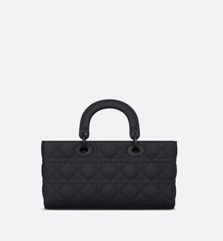 Medium Lady D-Joy Bag • Ultramatte Black Cannage Calfskin