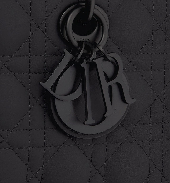 Medium Lady D-Joy Bag • Ultramatte Black Cannage Calfskin