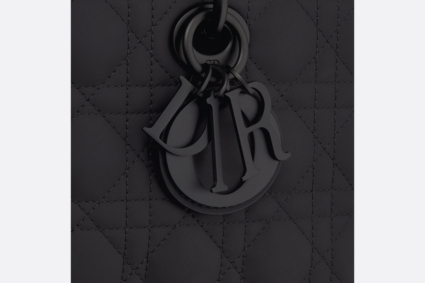 Medium Lady D-Joy Bag • Ultramatte Black Cannage Calfskin