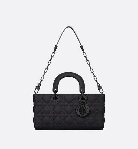 Medium Lady D-Joy Bag • Ultramatte Black Cannage Calfskin